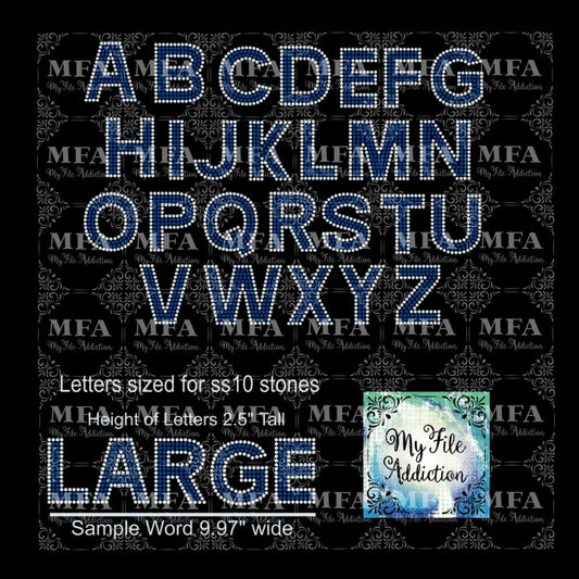 2.5" Arial Bold 2 Color Letters Rhinestone Digital Download File