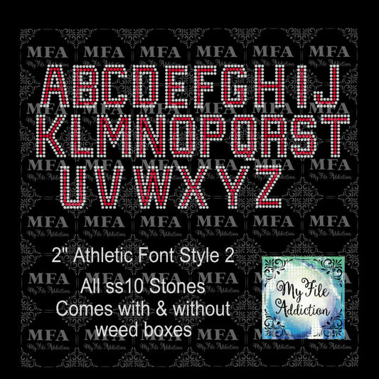 2" Athletic Font Rhinestone Digital Download File - My File Addiction