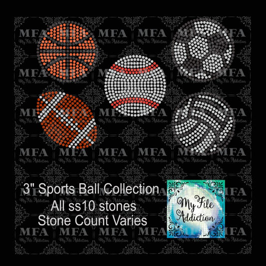 3" Sports Balls Rhinestone Digital Download File - My File Addiction