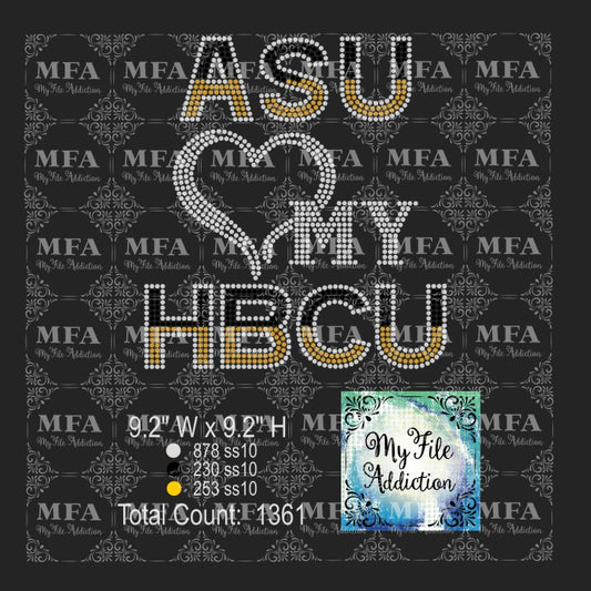 ASU Love My HBCU Rhinestone Digital Download File - My File Addiction