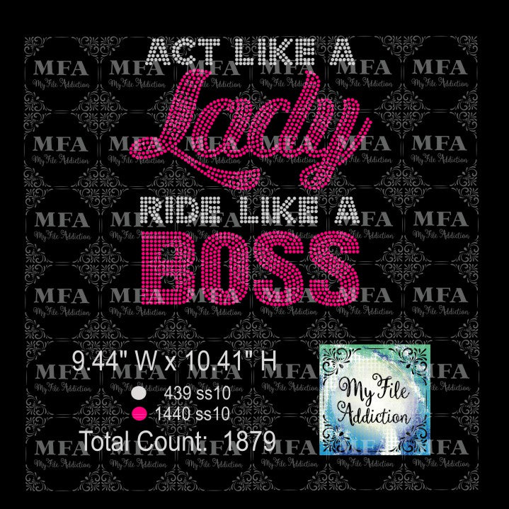 Act Like A Lady Ride Like A Boss Rhinestone Digital Download File