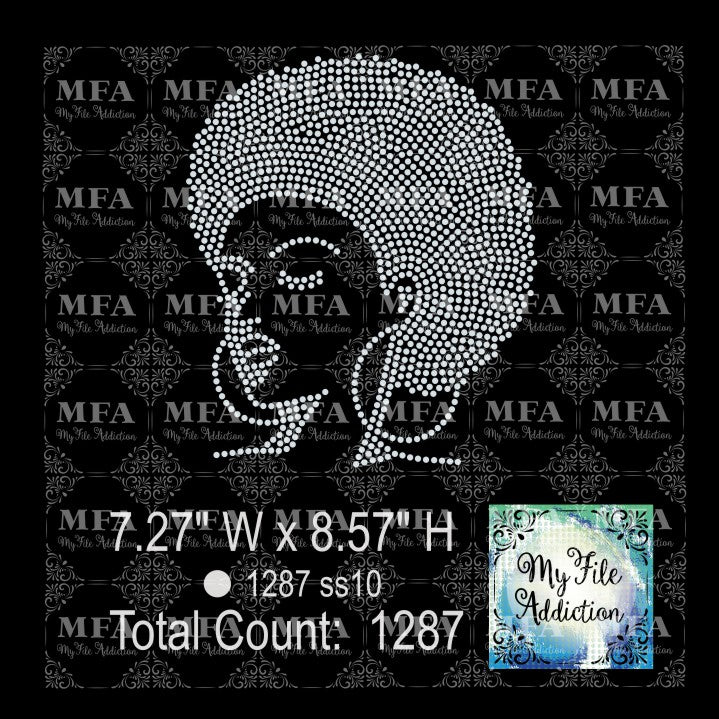 Afro Lady 7 Rhinestone Digital Download File