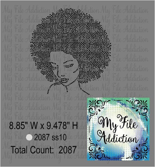Afro Woman Rhinestone Digital Download File - My File Addiction