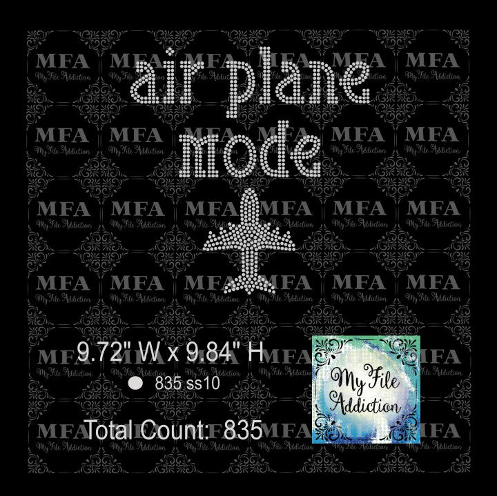Air Plane Mode Rhinestone Digital Download File - My File Addiction