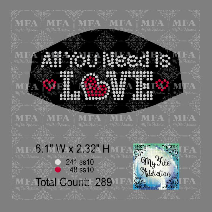 All You Need Is Love Small Rhinestone Digital Download File