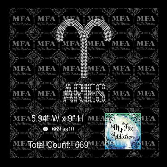 Aries 2 Zodiac Sign Rhinestone Digital Download File - My File Addiction