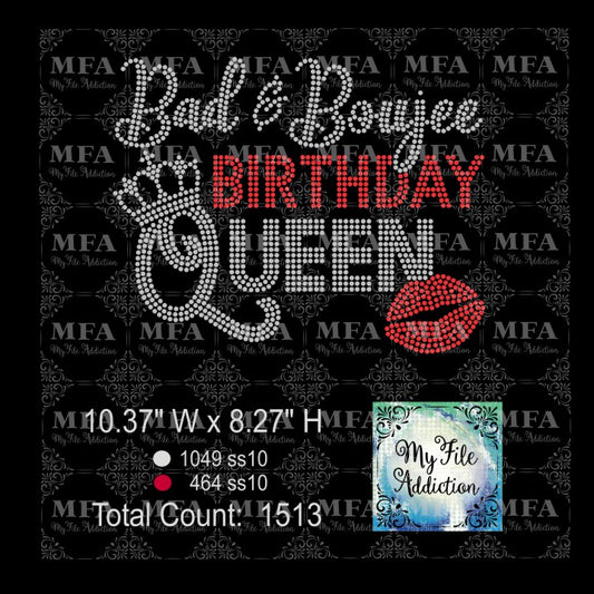 Bad & Boujee Birthday Queen Rhinestone Digital Download File - My File Addiction