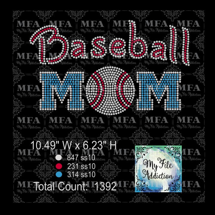 Baseball Mom 2 Rhinestone Digital Download File