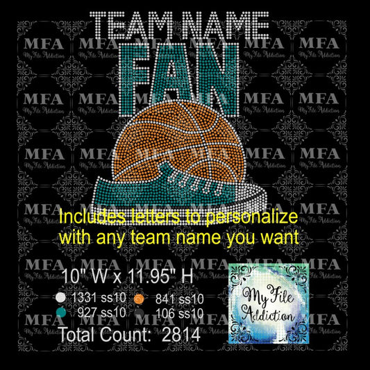 Basketball Team Fan Low Tops with Letters Rhinestone Digital Download File