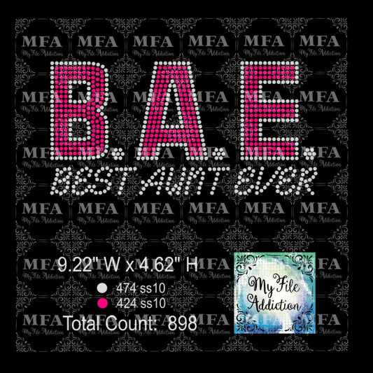 BAE Best Aunt Ever Rhinestone Digital Download File