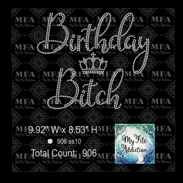 Birthday Bitch Rhinestone Digital Download File