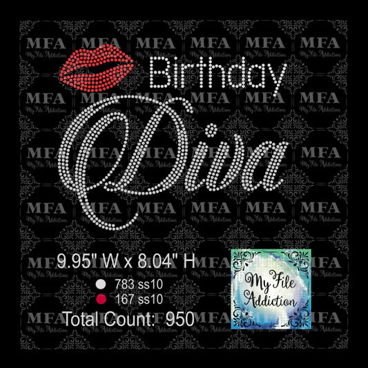 Birthday Diva 5 Rhinestone Digital Download File