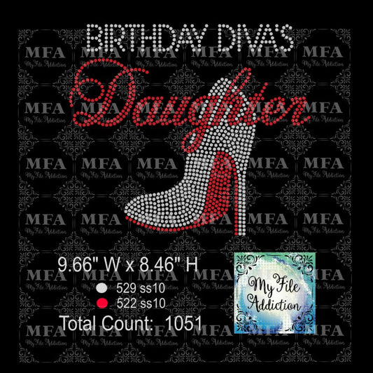 Birthday Diva's Daughter Shoe Rhinestone Digital Download File
