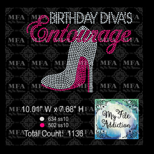 Birthday Diva's Entourage Shoe Rhinestone Digital Download File