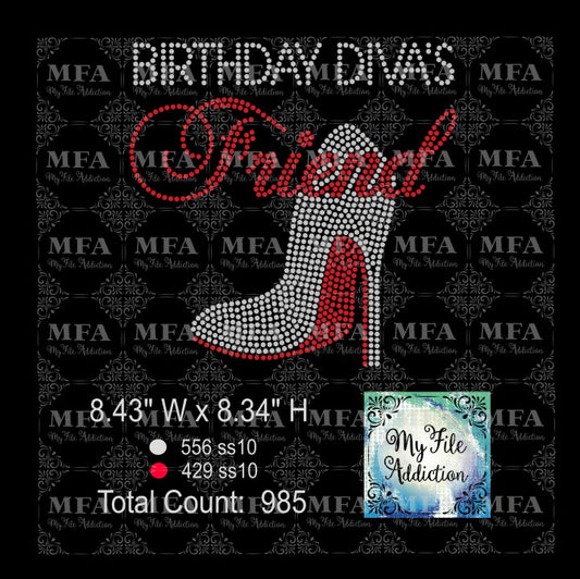 Birthday Diva's Friend Shoe Rhinestone Digital Download File