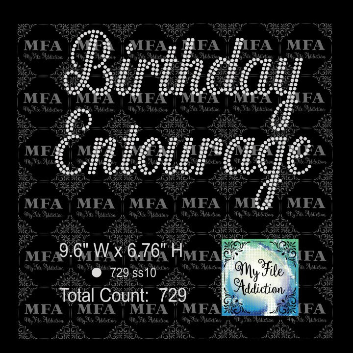 Birthday Entourage 3 Rhinestone Digital Download File