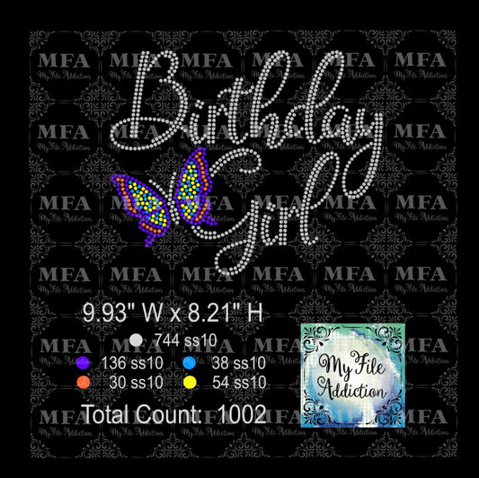 Birthday Girl Butterfly Rhinestone Digital Download File