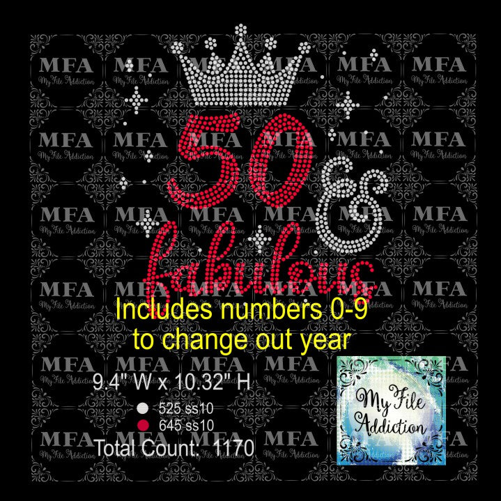 Birthday Number & Fabulous Crown Rhinestone Digital Download File