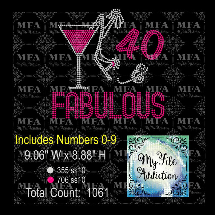 Birthday Number & Fabulous Martini with Shoe 1 Rhinestone Digital Download File - My File Addiction