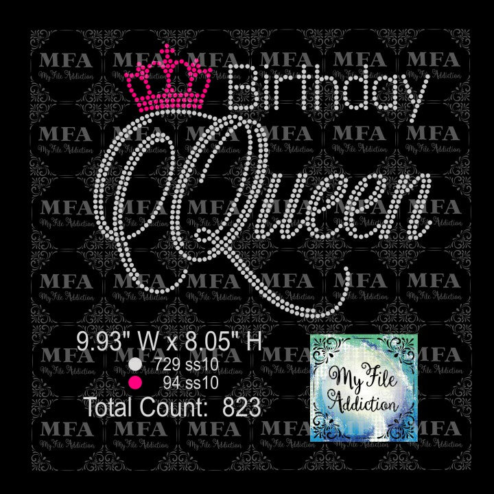 Birthday Queen 6 Rhinestone Digital Download File