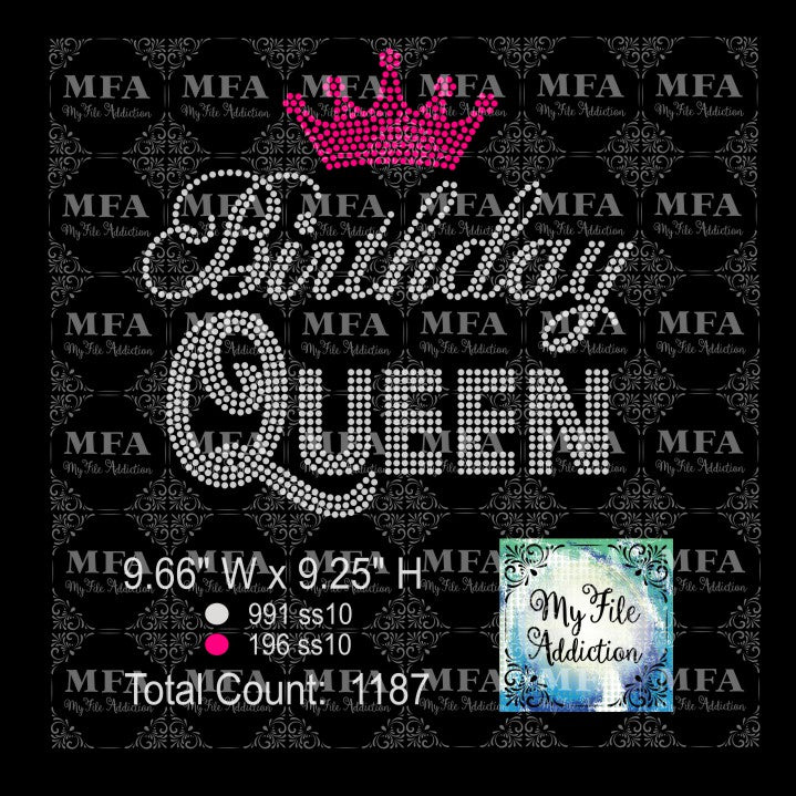 Birthday Queen 7 With Crown Rhinestone Digital Download File