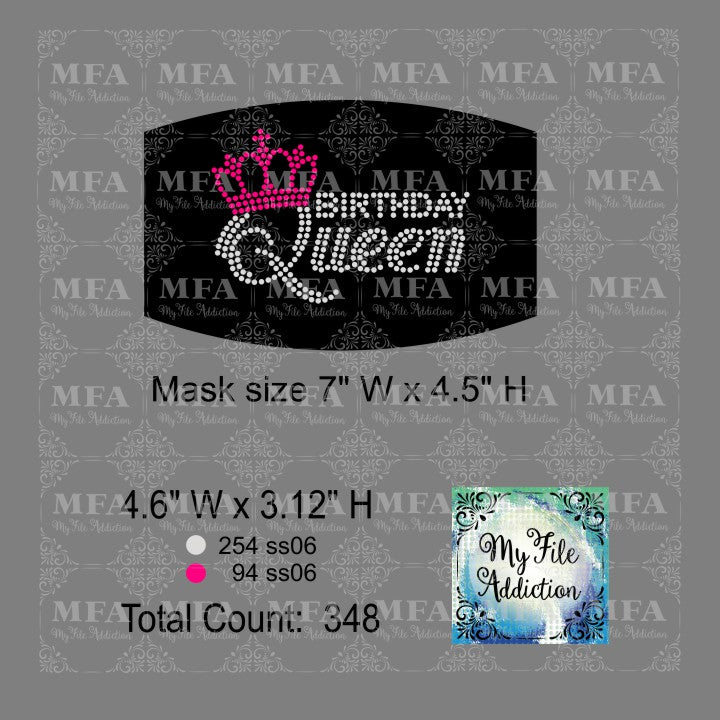 Birthday Queen Small Rhinestone Digital Download File - My File Addiction