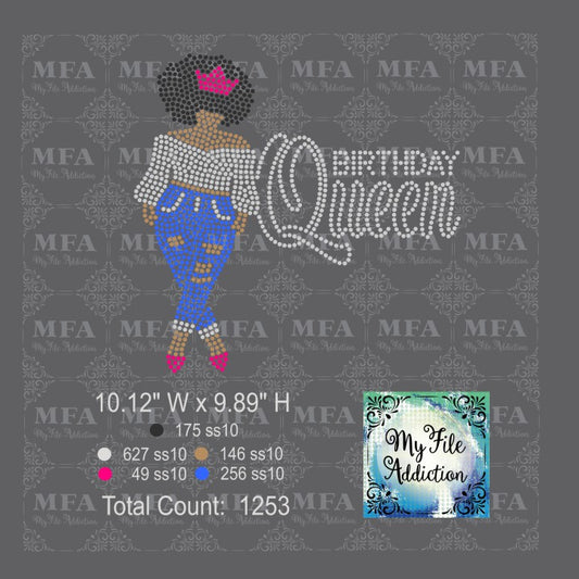 Birthday Queen Woman 30 40 50 60 75 Rhinestone Digital Download File