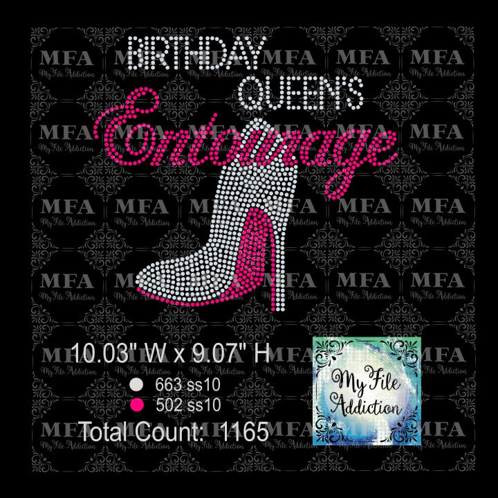 Birthday Queen's Entourage Rhinestone Digital Download File