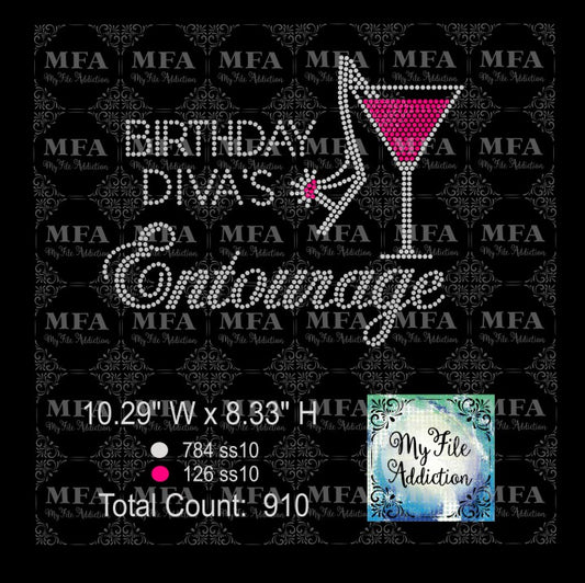 Birthday Diva's Entourage Rhinestone Digital Download File - My File Addiction