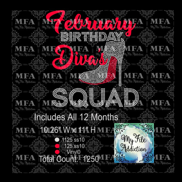 Birthday Month Diva's Squad Rhinestone & Vector Digital Download File - My File Addiction