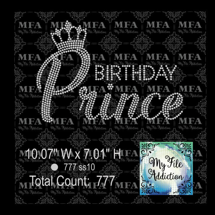 Birthday Prince With Crown Rhinestone Digital Download File - My File Addiction