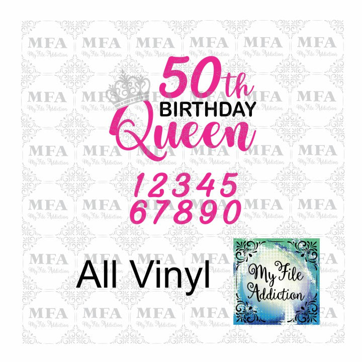 Birthday Queen with Numbers Vector Digital Download File - My File Addiction
