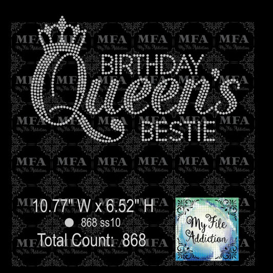 Birthday Queen's Bestie Rhinestone Digital Download File - My File Addiction