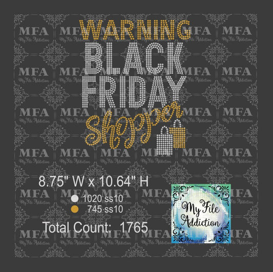 Warning Black Friday Shopper Rhinestone Digital Download File