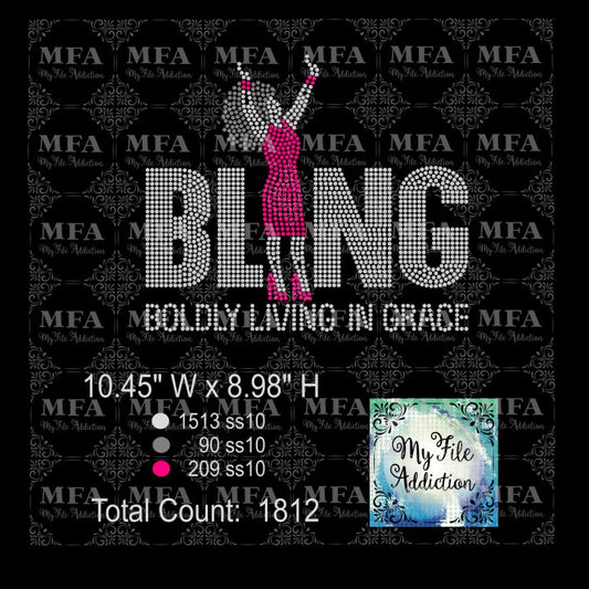 Bling 2 Boldly Living In Grace Rhinestone Digital Download File - My File Addiction