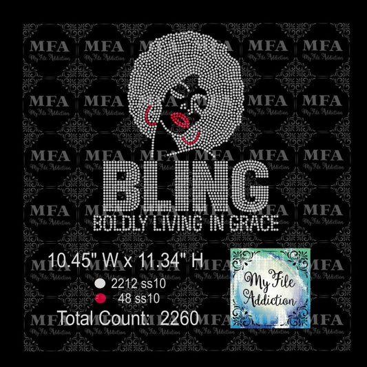 Bling 3 Boldly Living In Grace Rhinestone Digital Download File - My File Addiction