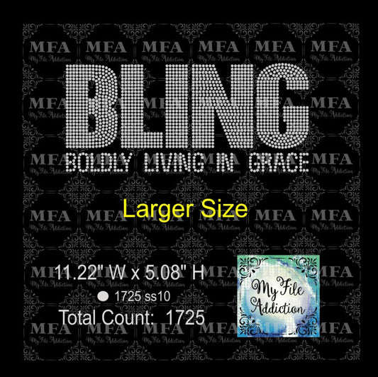 Bling Large 4 Boldly Living In Grace Rhinestone Digital Download File - My File Addiction