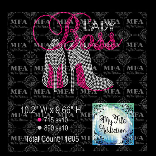 Boss Lady with Stiletto High Heel Shoes Rhinestone Digital Download File
