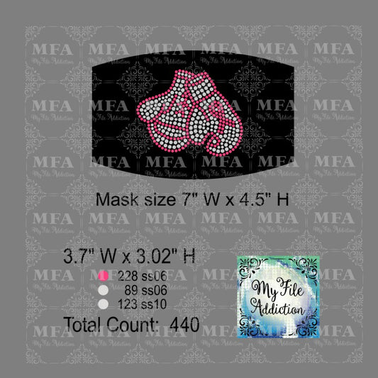 Boxing Gloves with Ribbon Cancer Small Rhinestone Digital Download File