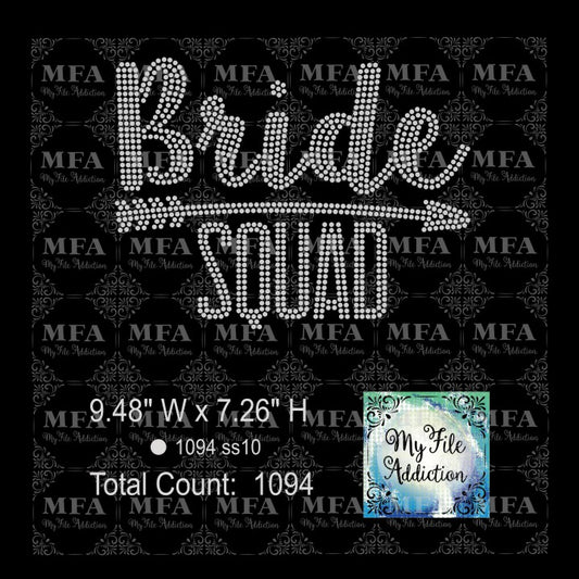 Bride Squad with Arrow Rhinestone Digital Download File
