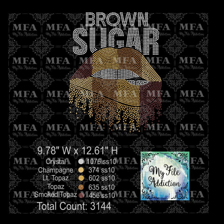 Brown Sugar Dripping Lips 1 Rhinestone Digital Download File