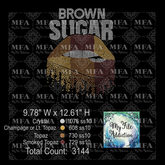 Brown Sugar Dripping Lips 2 Rhinestone Digital Download File