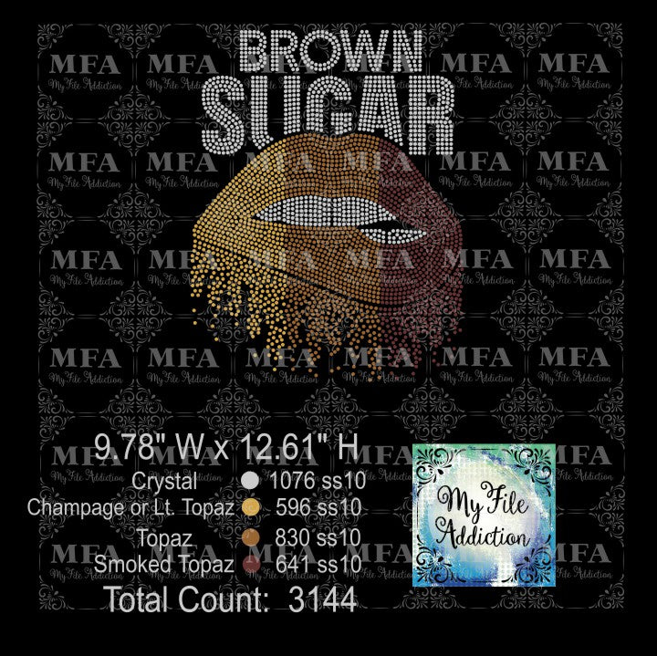 Brown Sugar Dripping Lips 3 Rhinestone Digital Download File