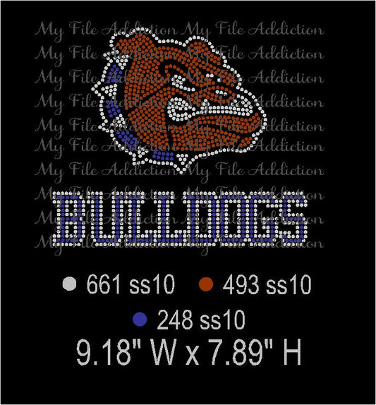 Bulldogs 3 Colors Rhinestone Digital Download File - My File Addiction