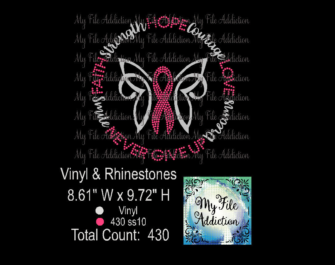Butterfly Cancer Awareness Rhinestone & Vector Digital Download File - My File Addiction