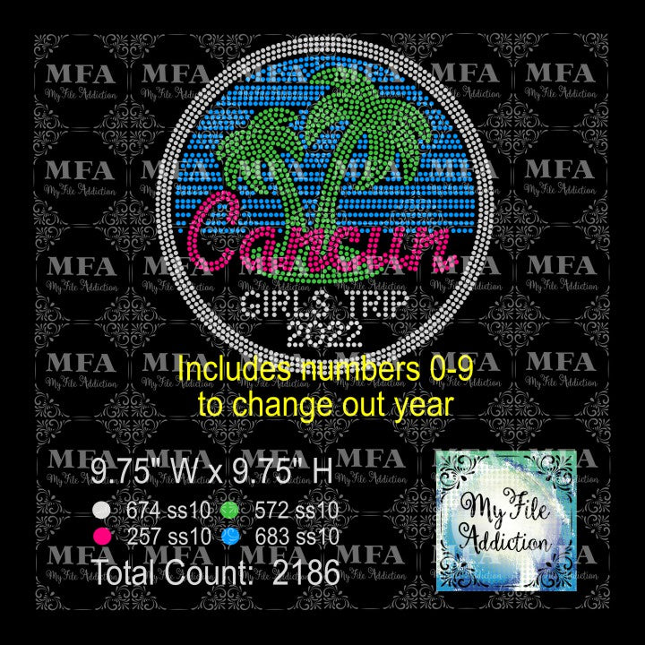 Cancun Girls Trip Rhinestone Digital Download File