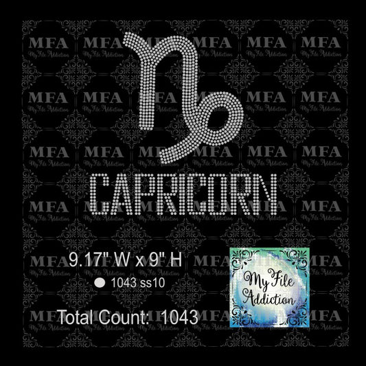Capricorn 2 Zodiac Sign Rhinestone Digital Download File - My File Addiction