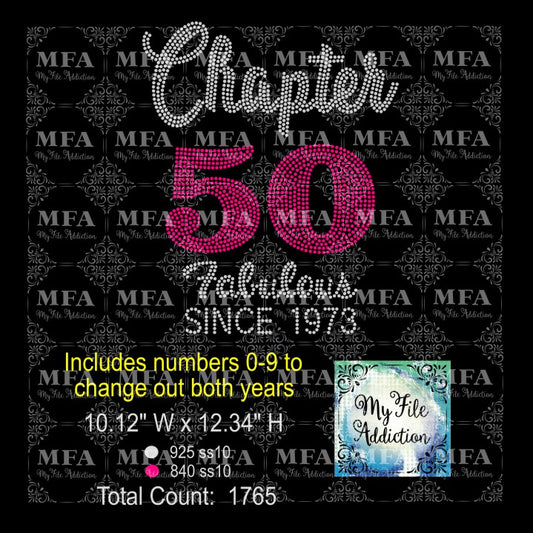 Chapter with Numbers 0-9 Fabulous Since Years Birthday 30 40 50 60 70 Rhinestone Digital Download File