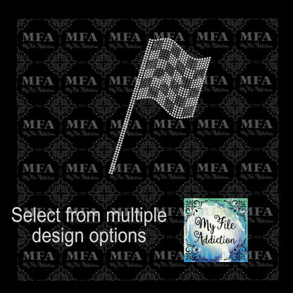 Checkered Flag Single Rhinestone Design