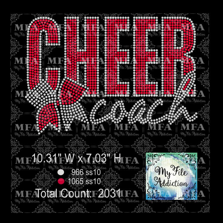 Cheer Coach Bold with Bow Rhinestone Digital Download File